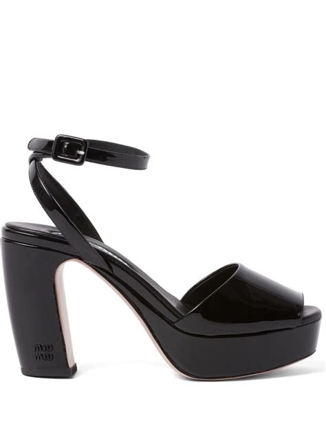 miu miu platform feather sandals|Black Patent Leather Platform Sandals .